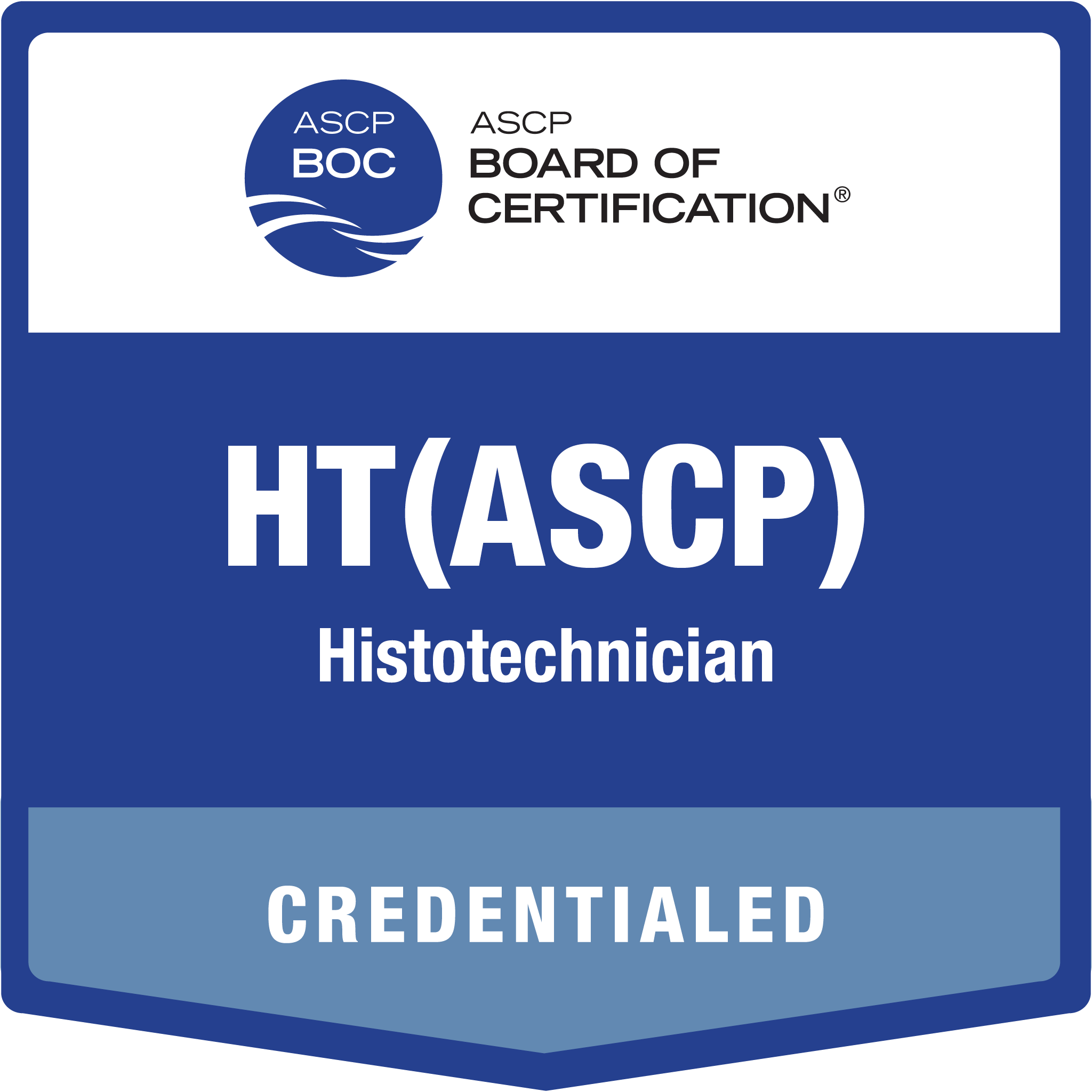 HT(ASCP) — Histotechnician — verified digital badge issued by the ASCP Board of Certification